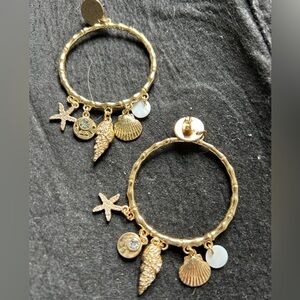 Lilly Pulitzer Gold Charm Hoop Earrings